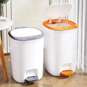 Plastic Small Round Trash Can Wastebasket Garbage Container Bin with Pedal for Bathroom Kitchen