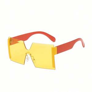 Gafas de Sol de Moda 2021, Montura Grande Plana de Una Pieza, Gafas de Sol Cuadradas Sin Montura, Gafas de Sol Extra Grandes para Mujer - Product Image 3