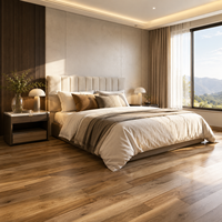 Suelo Vinílico SPC con Aspecto Rústico de Nogal Oscuro, Sistema de Clic, Material Compuesto de Piedra y Plástico, Textura Decorativa Natural
