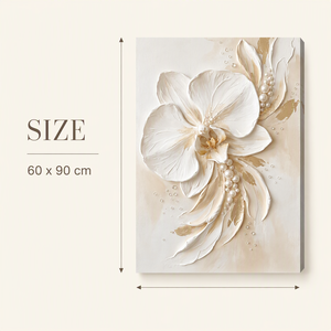 Dipinto su Tela Personalizzato <span class=keywords><strong>con</strong></span> Phalaenopsis in Oro Bianco, Decorazione Murale Floreale 3D in Rilievo Fatta a Mano per <span class=keywords><strong>Soggiorno</strong></span>, Fornitura all'Ingrosso - Product Image 6