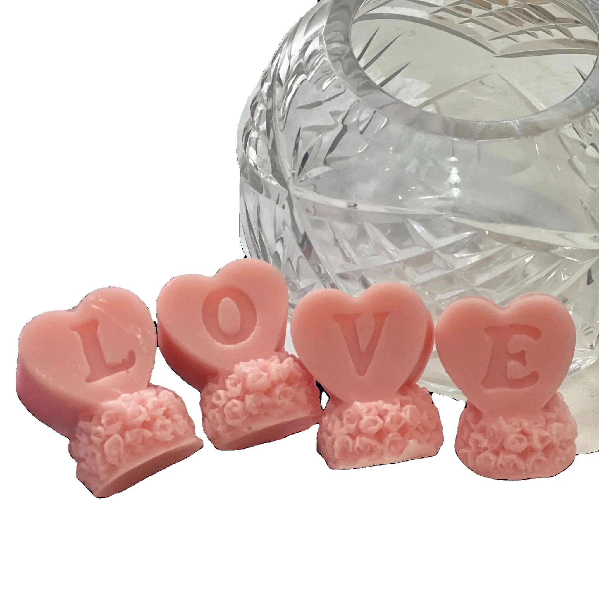 Valentine'S Day Gift Ideas 2023 Natural Rose Soap Love Heart Shape Gift Jabon Set For Girlfriend Eyebrow Makeup Sponge Soap