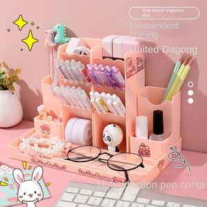 <b>Large</b> Capacity Multi-Functional Pen Holder Box Cute Oblique <b>Desk</b> Storage Holder Creative Plastic Pen Organizer for Students - Product Image 2