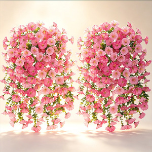 Fleurs artificielles de glycine rose à suspendre pour décoration murale extérieure, décoration de cour et de mariage - Product Image 1