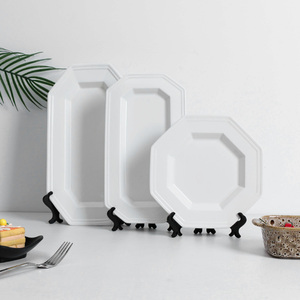 <span class=keywords><strong>Assiette</strong></span> de table <span class=keywords><strong>octogonale</strong></span> en céramique <span class=keywords><strong>blanche</strong></span>, résistante aux rayures, fabriquée à haute température, prix usine - Product Image 2