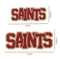 Parche de letras universitarias personalizado de 11 pulgadas, rojo con lentejuelas, base de purpurina dorada, fuente de bloques superpuestos, termoadhesivo y para coser, de fieltro, de fábrica OEM