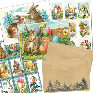 JAIIMAN 12 cartes 36 autocollants 4 enveloppes lapin inscriptible Cardstork bricolage artisanat Scrapbook <span class=keywords><strong>carte</strong></span> postale ensemble pour éphémères - Product Image 4