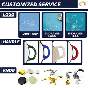 Cocotte é<span class=keywords><strong>l</strong></span>égante en fonte émaillée blanc crème avec couvercle auto-irrigant et bouton doré - Product Image 4