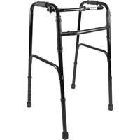 Andador para Adultos PEPE Sin Ruedas (Negro) de Aluminio con Agarres Acolchados, Altura Ajustable y Plegable, para Personas Mayores, 2.5 kg, P10012