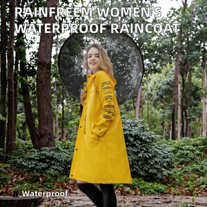Rainfreem, chaqueta ligera de PU para mujer, gabardina impermeable con capucha para protección contra la lluvia al aire libre, decoración de logotipo personalizable - Product Image 3