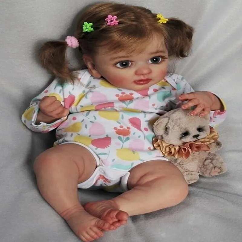 NPK 40CM Cute Reborn Baby Girl Doll Layla Lifelike 3D Painting with Veins Multiple Layers Gifts for Adults