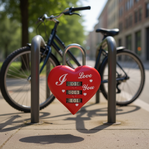 Antivol de vélo en forme de cœur rouge à combinaison pour un stationnement sécurisé - Product Image 2