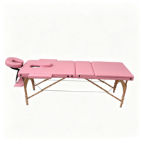 Table de massage pliable robuste à 3 sections avec pieds en bois, table de spa professionnelle avec appui-tête