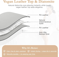 Tapis de bain pliable super absorbant en pierre avec dessus en cuir végétalien – Design luxueux haut de gamme antidérapant pour salle de bain et cuisine