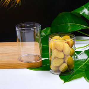 Cylinder Clear PS <b>Plastic</b> <b>Jar</b> With Lid 200ml Food Grade For Preserved Fruit Olive Candy Snack Packaging - Product Image 5