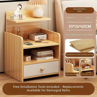 Table de chevet moderne minimaliste en bois avec tiroir épaissi, armoire de rangement multifonctionnelle, meuble de chambre à coucher