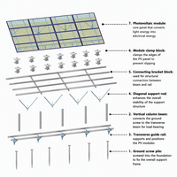 Système de montage solaire incliné au sol Art Sign AL6005-T5, structure de support solaire en aluminium, système de fixation au sol par vis, support PV est-ouest