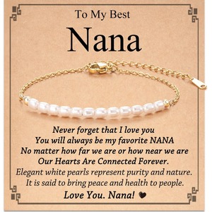 Braccialetto di perle d'acqua dolce con catena in acciaio inossidabile ti amo mamma festa della mamma compleanni regali di alta gioielleria - Product Image 2