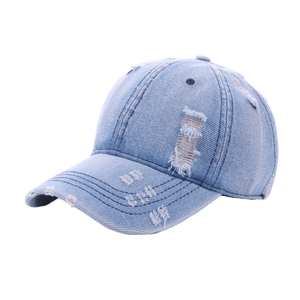Casquette de baseball en denim délavé vintage personnalisée avec logo brodé, casquette de papa usée pour les activités de plein air, casquette de golf à visière incurvée - Product Image 1