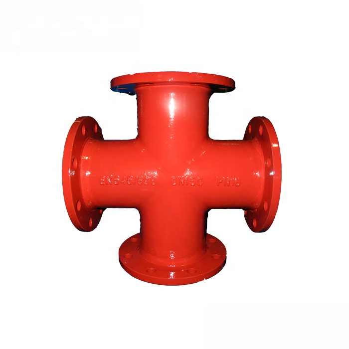 ISO2531 Red Epoxy Ductile Iron Di Pipe Fittings All Flanged Cross