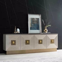 Mueble para TV con Base de Acero Inoxidable Dorado, Diseño Moderno, Soporte para TV Dorado