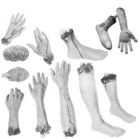 Pièces de corps coupées réalistes en latex, mains, bras, jambes, pieds, cerveaux factices, accessoires d'horreur pour Halloween, maison hantée, décoration de fête