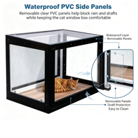 Enclos extérieur moderne pour chat à double cadre suspendu, avec fenêtre en bois et acrylique, perchoir, grille anti-insectes et fermeture à sangle, facile à assembler