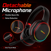 Casque de jeu sans fil KOFIRE 2.4G à très faible latence, RGB, suppression active du bruit, double mode filaire pour PS5, PC, Switch, Xbox