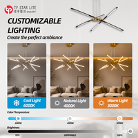 Lustre suspendu LED linéaire moderne Sputnik, style nordique simple, à intensité variable, pour restaurant et salon