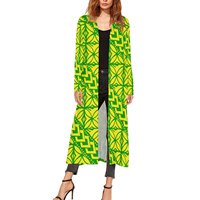 Cardigan long ouvert sur le devant, motif floral tribal polynésien numérique, style kimono décontracté pour femme, idéal au quotidien