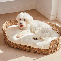 Panier de couchage ovale en jonc de mer naturel écologique tressé à la main pour animaux de compagnie – Confortable pour chats et chiens – Vente en gros