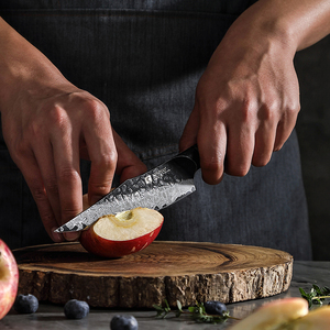 Dao đa năng thép Damascus tùy chỉnh XINZUO, cán gỗ sồi trắng đốt độc đáo, dao nhỏ nhà bếp, thiết kế ngoài trời - Product Image 2