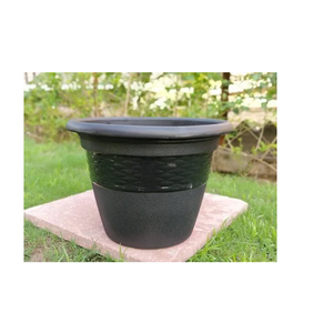 Pot de fleurs semi-rond de 13 pouces en plastique, pot décoratif pour plantes d'intérieur et d'extérieur, balcon, jardin, maison - Product Image 2