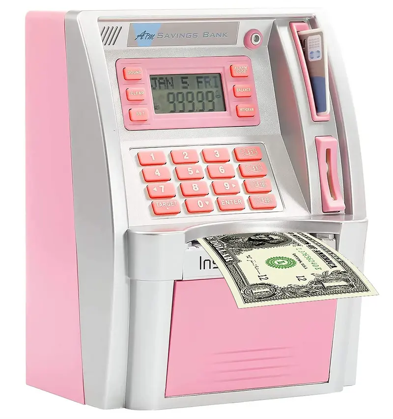 돈 안전 상자, 다기능 승화 소형 플라스틱 전자 ATM 저축 돼지 저금통 기계 //