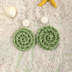 Boucles d'oreilles clous élégantes en rotin tressé à la main style ethnique bohème 2025 pour <span class=keywords><strong>femme</strong></span> – Idée cadeau tendance - Product Image 2