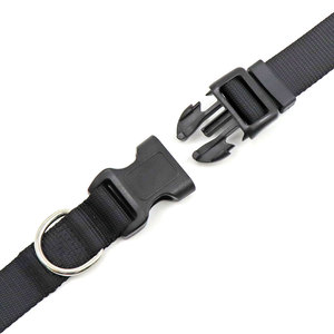 Adjustable Nylon <b>Dog</b> <b>Collar</b> Solid Black Buckle Closure Simple Style All Seasons for <b>Dogs</b> - Product Image 5