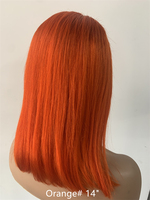 DX043 180% Densité Orange Droite Courte Bob Perruque Moyen Raie Frontale 13x4 Grande Dentelle Vierge Perruques de Cheveux Humains pour les Femmes Noires