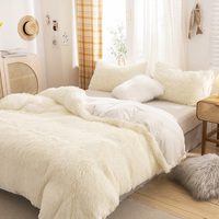 Ensembles de couette en fausse fourrure pelucheuse de luxe avec housse de couette et ensemble de draps pour l'hiver