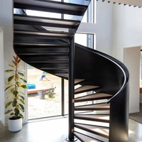 Escalier extérieur en spirale à arc courbé pour villa, décoration de maison moderne de luxe, aluminium, acier inoxydable, bois, verre, écologique, durable