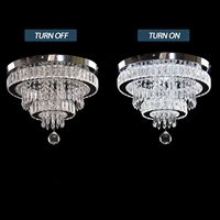 Plafonnier LED Moderne Rond Encastré Lustres en Cristal Suspendus avec Éléments en Cristal Plafonnier Élégant Encastré