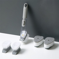 Offre Spéciale : Outils de Nettoyage Domestique – Brosse Éponge de Cuisine en Plastique à Long Manche avec Distributeur Automatique de Liquide