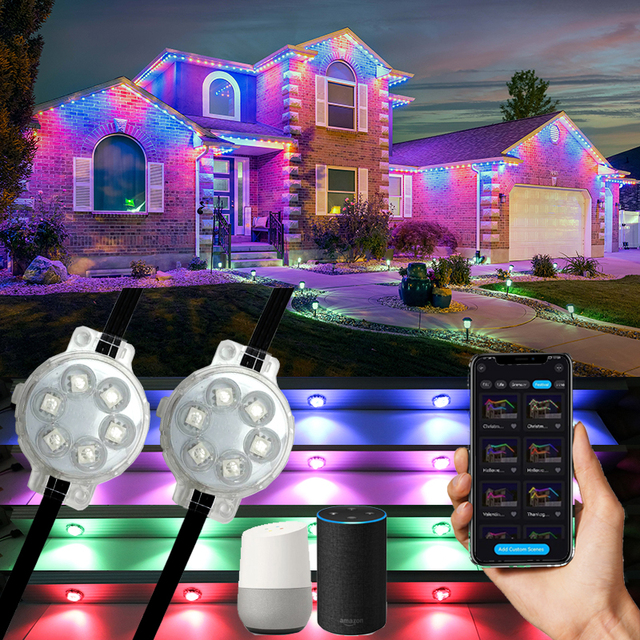 SHIJI Factory Hot Sale Programmable RGB 40mm 6 LEDs 24V IP65 Copper Permanent Christmas Pixel Led Point Lights