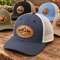 Casquette de baseball trucker vintage à 6 panneaux avec visière plate et patch en cuir personnalisé pour homme, idéale pour le surf et les sports