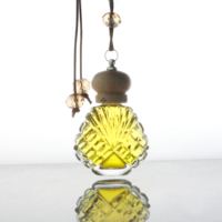 Flacon en verre transparent de 10 ml et 15 ml au design créatif pour désodorisant de voiture, avec cordelette de suspension et couvercle en bois
