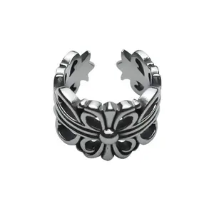 Drop shipping gioielli in acciaio inox vintage gotico croce anello regolabile punk uomo