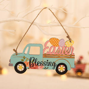 Accessori decorativi in legno UV stampati per appendere scatole in legno artigianali cartelli da parete con camion cieco vecchio cartone animato carino - Product Image 4