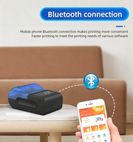 Printer Thermal Mini VTR-58P4 58mm, Printer Foto USB Mobile Pos Isi Ulang, Printer Portabel Hitam dan Biru