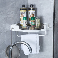 Étagère d'angle murale moderne en plastique rotative sans perçage, résistante à l'eau, pour cuisine et salle de bain, organisateur d'épices