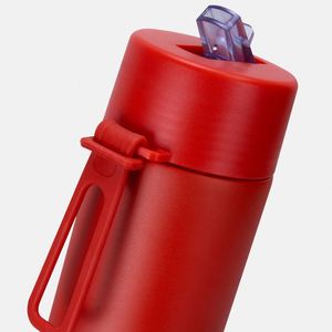 Mug isotherme en acier inoxydable de 20 oz avec poignée de transport en silicone, tasse à boire anti-fuite avec paille pour le camping en plein air - Product Image 6