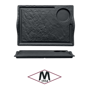 <b>Black</b> Steak <b>Plate</b> 33 × 24 cm with Stone Effect Groove M1934 90B - Product Image 4