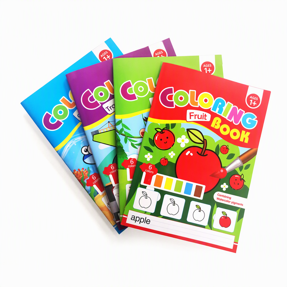 Model Colouring Books Water Coloring Book DIY Art Drawing Pad 6 Color Watercolor Pigments ...